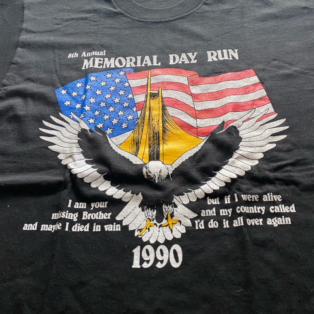 1990 8th Annual Memorial Day Run Black T-Shirt View 2